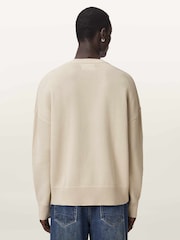 AllSaints Cream Crossed Crew Jumper - Image 5 of 6