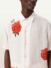 AllSaints Cream Fleur Fazed Short Sleeve Shirt - Image 5 of 7