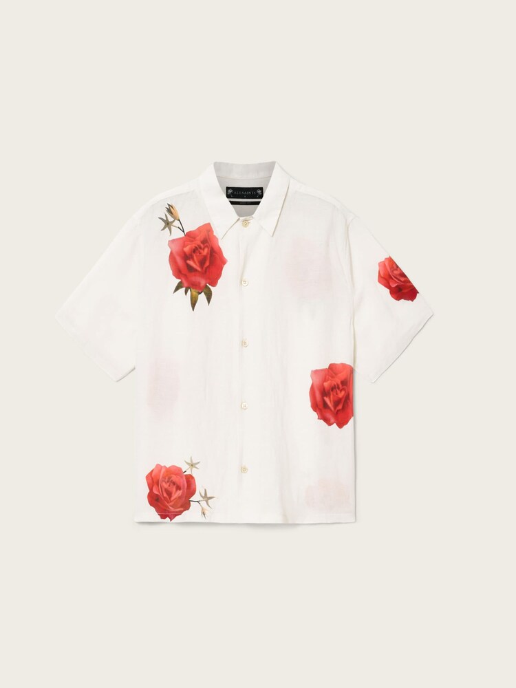 AllSaints Cream Fleur Fazed Short Sleeve Shirt - Image 7 of 7