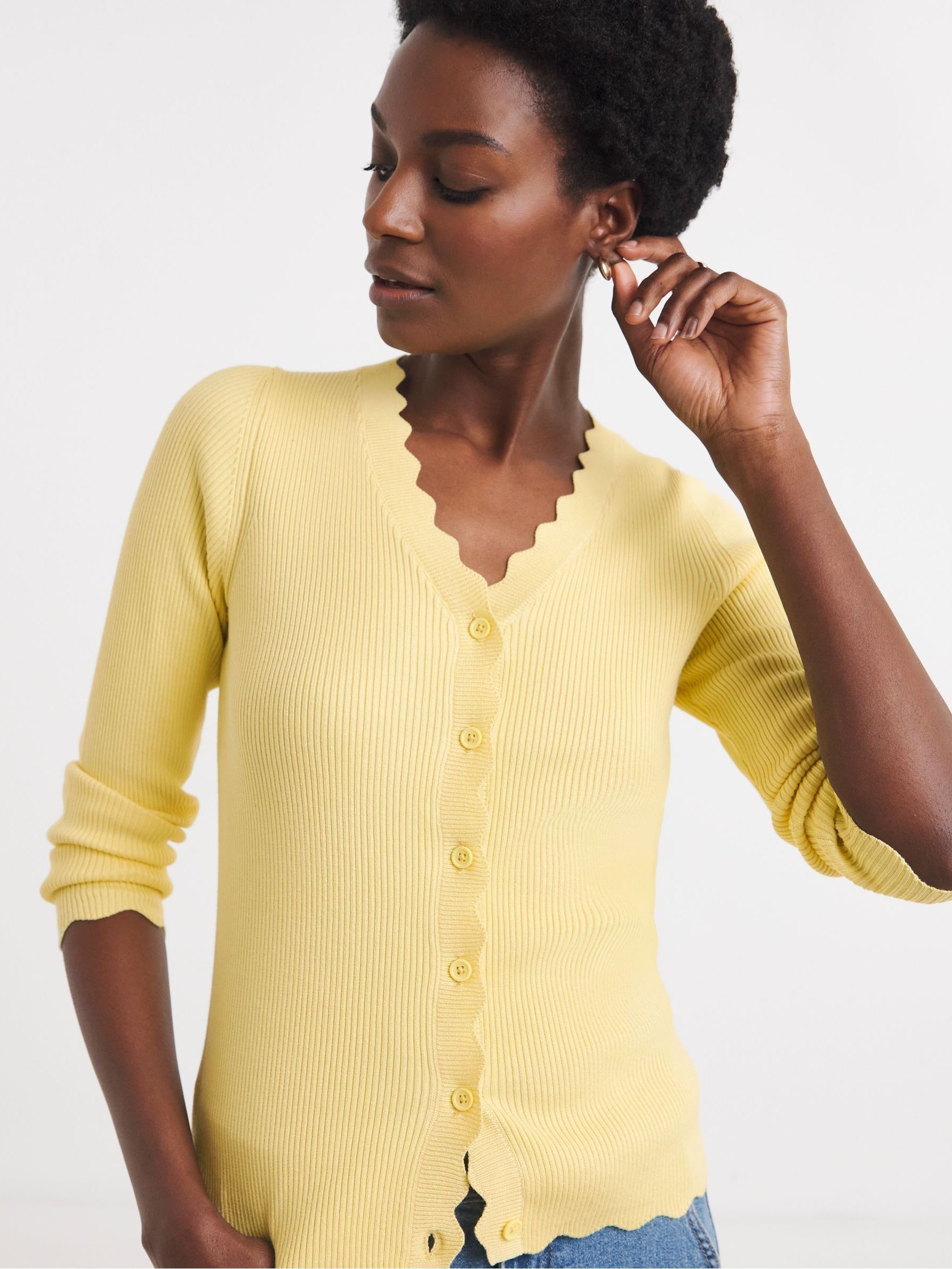 トップス JIAN YE cole knit M yellow Buy JD Williams Yellow Scallop Hem Knitted Cardigan from the Next