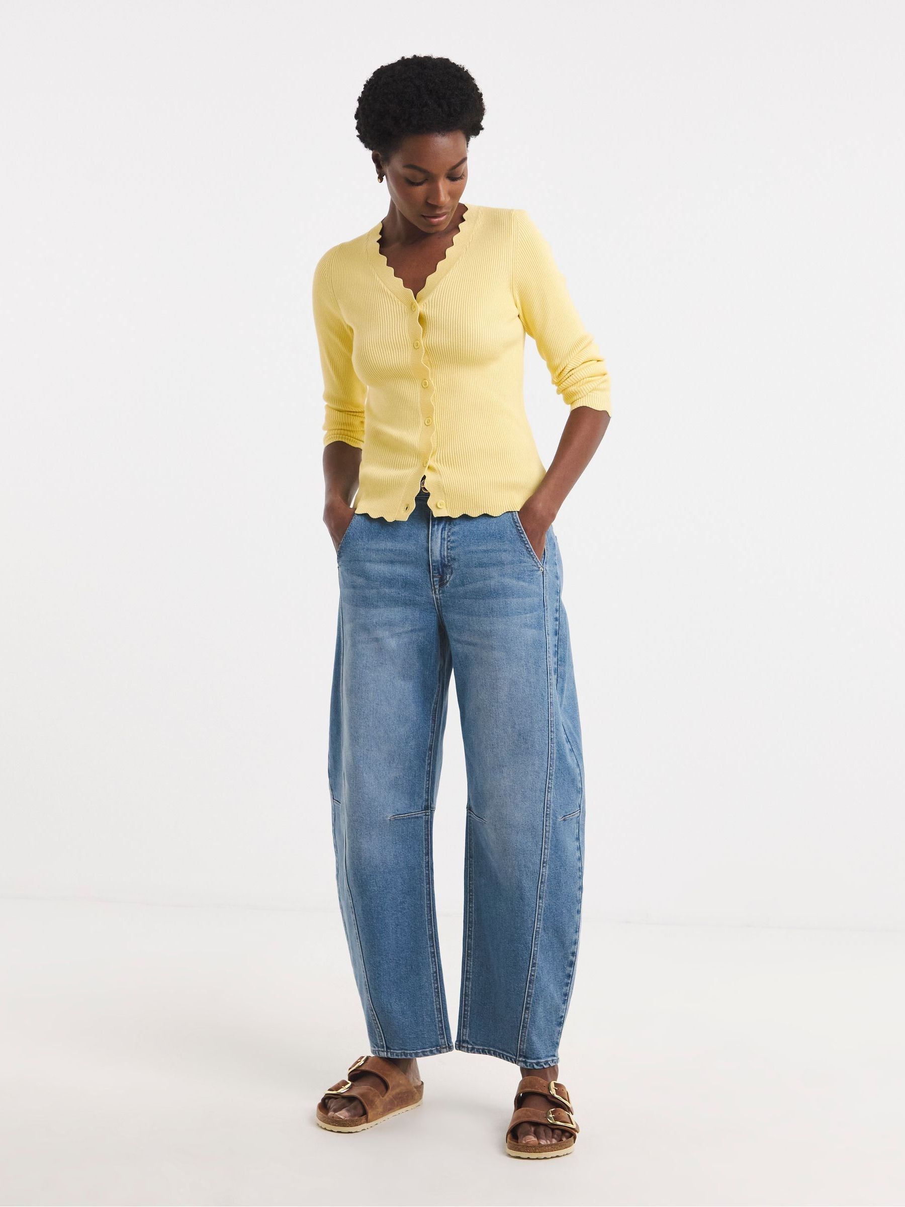 Buy JD Williams Yellow Scallop Hem Knitted Cardigan from the Next