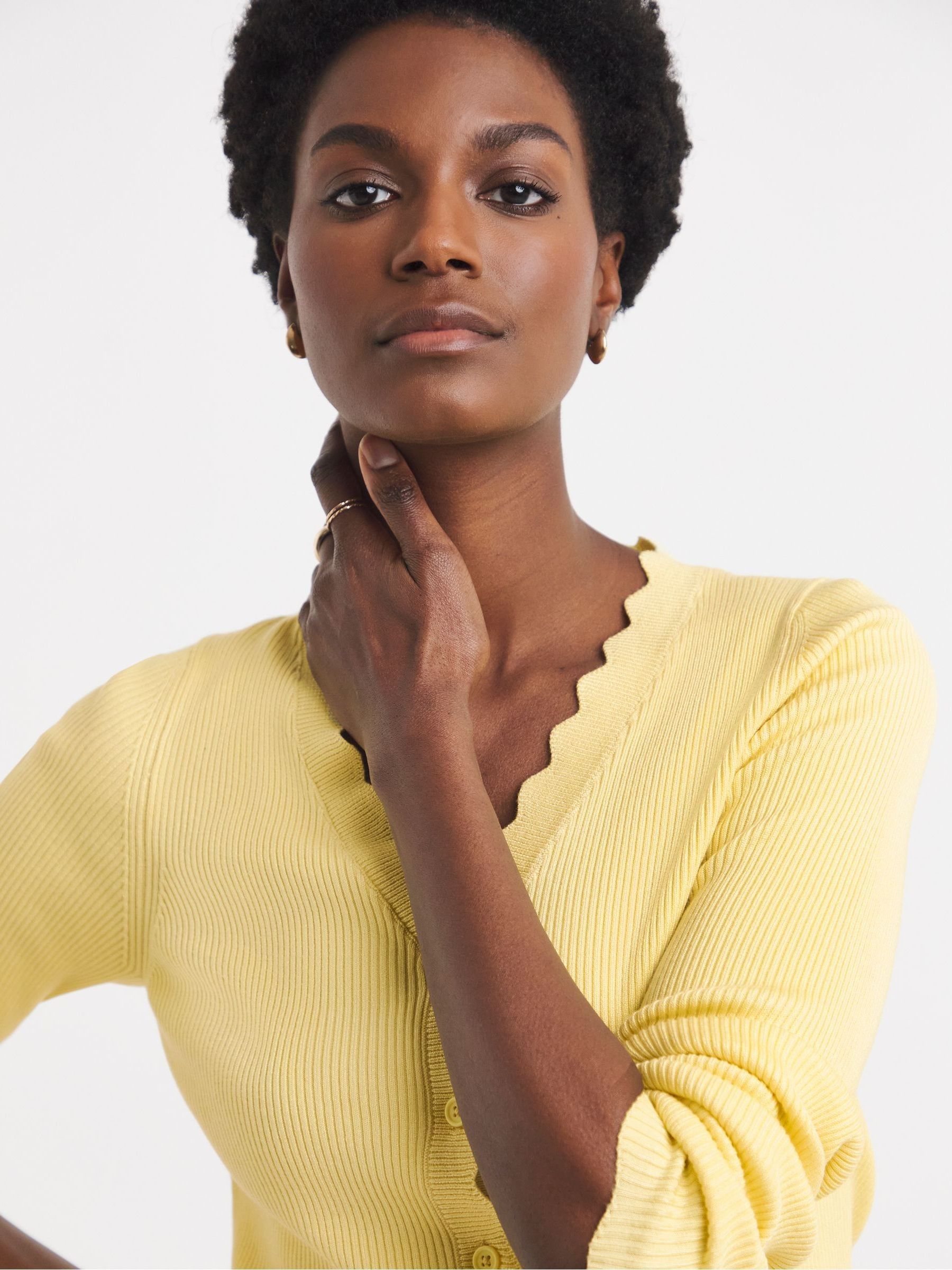 Buy JD Williams Yellow Scallop Hem Knitted Cardigan from the Next