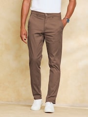 Cotton Traders Brown Relaxed Tapered Chino Trousers - Image 1 of 4