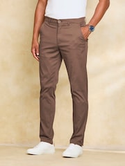 Cotton Traders Brown Relaxed Tapered Chino Trousers - Image 3 of 4