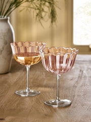 Set of 2 Pink Sadie Scallop Cocktail Glasses - Image 1 of 2
