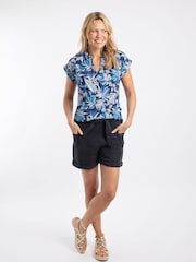 Weird Fish Blue Alia Printed Jersey T-Shirt - Image 3 of 7