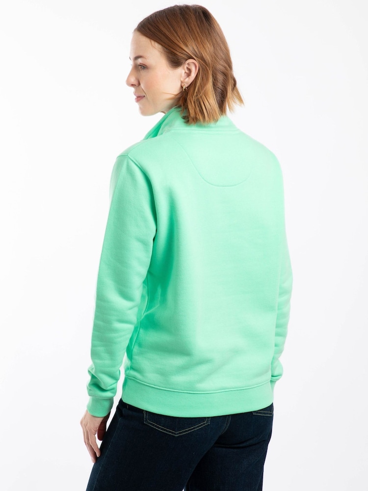 Weird Fish Green Avery 1/4 Zip Sweat Top - Image 2 of 6