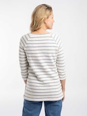 Weird Fish Navy Ives Loopback Stripe Tunic Top - Image 2 of 7