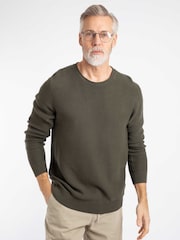 Weird Fish Green Rhett Crew Neck Knitted Jumper - Image 1 of 6