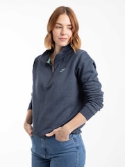 Weird Fish Navy Avery 1/4 Zip Sweat Top - Image 1 of 6