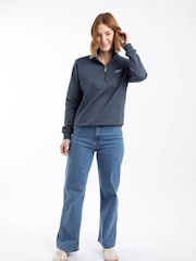 Weird Fish Navy Avery 1/4 Zip Sweat Top - Image 3 of 6