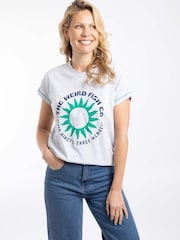 Weird Fish Grey Sun Rays Front Print Graphic T-Shirt - Image 1 of 6