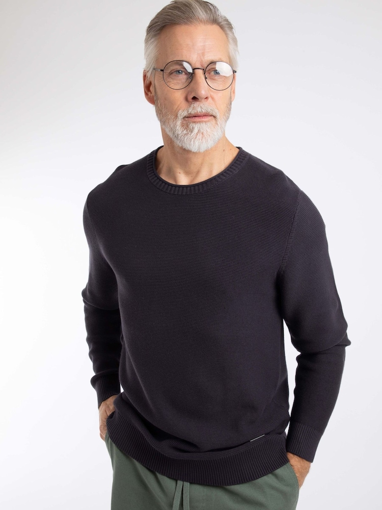 Weird Fish Blue Rhett Crew Neck Knitted Jumper - Image 1 of 7