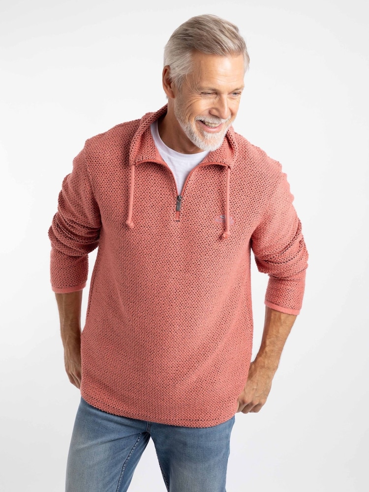 Weird Fish Red Cruiser Quarter Zip Macaroni Sweater - Image 1 of 8