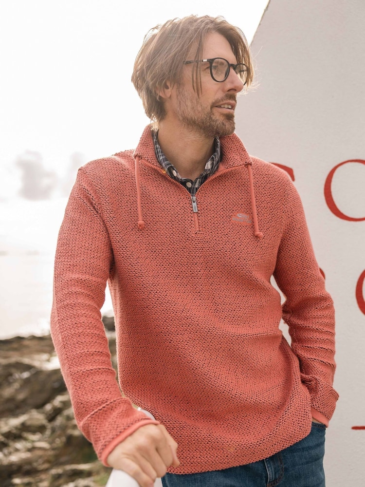 Weird Fish Red Cruiser Quarter Zip Macaroni Sweater - Image 8 of 8