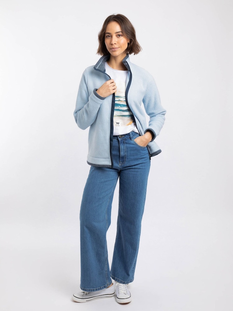 Weird Fish Blue Ariana Full Zip Grid Fleece - Image 1 of 7