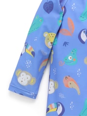 Purebaby Blue Printed Long Sleeve Swim Sunsuit - Image 2 of 4