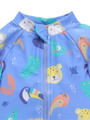 Purebaby Blue Printed Long Sleeve Swim Sunsuit - Image 3 of 4