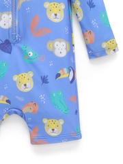 Purebaby Blue Printed Long Sleeve Swim Sunsuit - Image 4 of 4