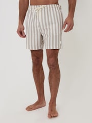 لون طبيعي - Threadbare Stripe Seersucker Swim Shorts - Image 1 of 4