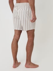لون طبيعي - Threadbare Stripe Seersucker Swim Shorts - Image 2 of 4