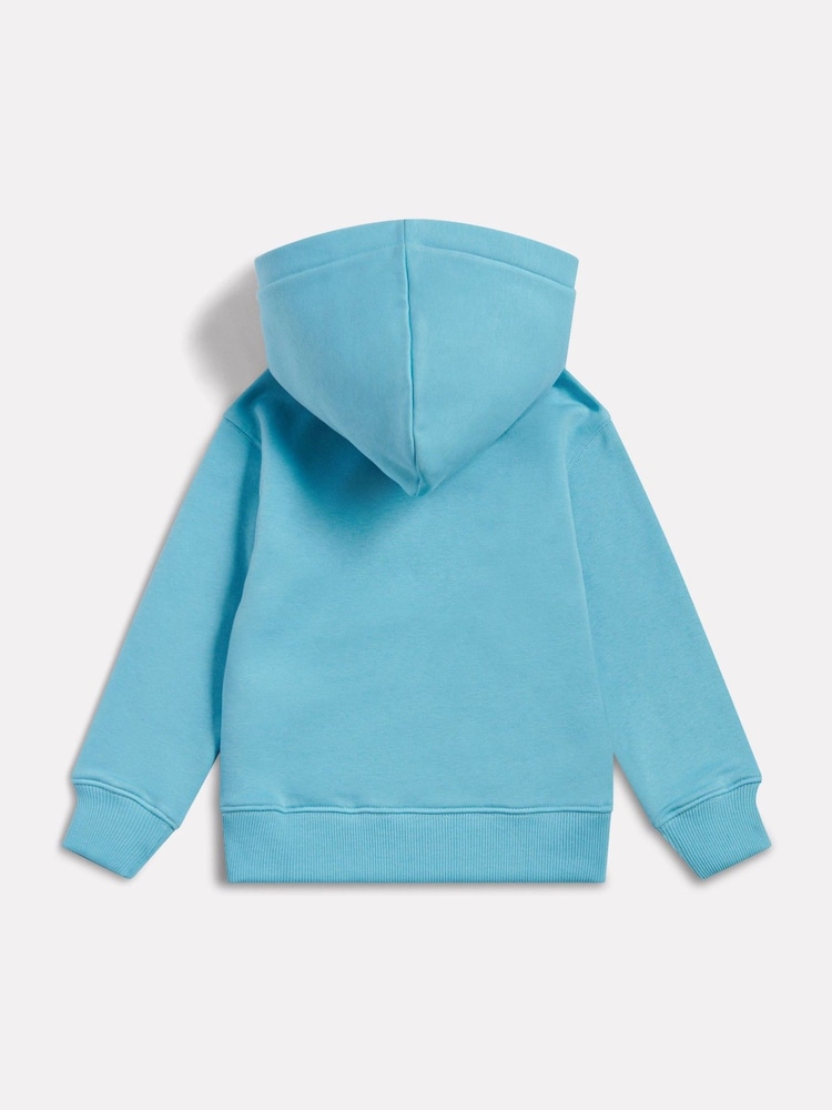 New Balance Blue Brushback Stacked Logo Hoodie - Image 2 of 3 New Balance Blue Brushback Stacked Logo Hoodie - Image 2 of 3