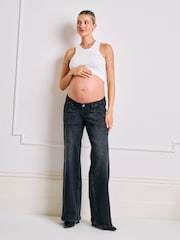 Seraphine Black Maternity Underbump Relaxed Flare Jeans - Image 3 of 8