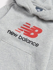 New Balance Grey Brushback Stacked Logo Hoodie - Image 3 of 3