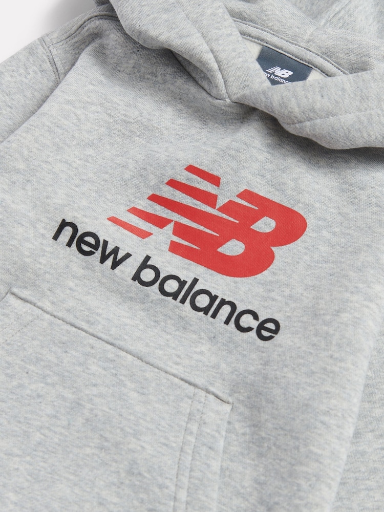New Balance Grey Brushback Stacked Logo Hoodie - Image 3 of 3