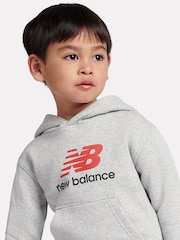Grau - New Balance Brushback Stacked Logo Hoodie - Bild 4 von 8