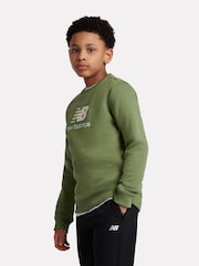 New Balance Green FT Stacked Logo Crew Sweatshirt - Image 3 of 8