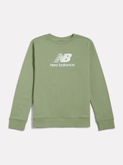 New Balance Green FT Stacked Logo Crew Sweatshirt - Image 6 of 8