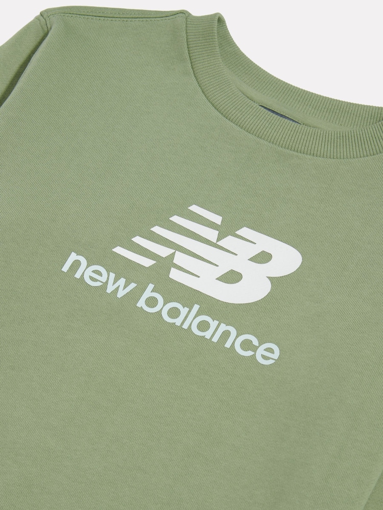 New Balance Green FT Stacked Logo Crew Sweatshirt - Image 8 of 8