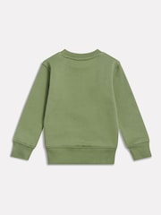 New Balance Green Stacked Logo Brushback Crew Neck Sweatshirt - Image 2 of 3
