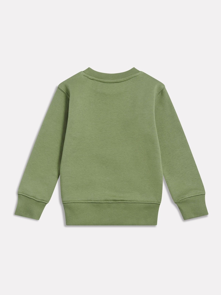 New Balance Green Stacked Logo Brushback Crew Neck Sweatshirt - Image 2 of 3