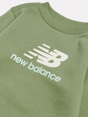 New Balance Green Stacked Logo Brushback Crew Neck Sweatshirt - Image 3 of 3
