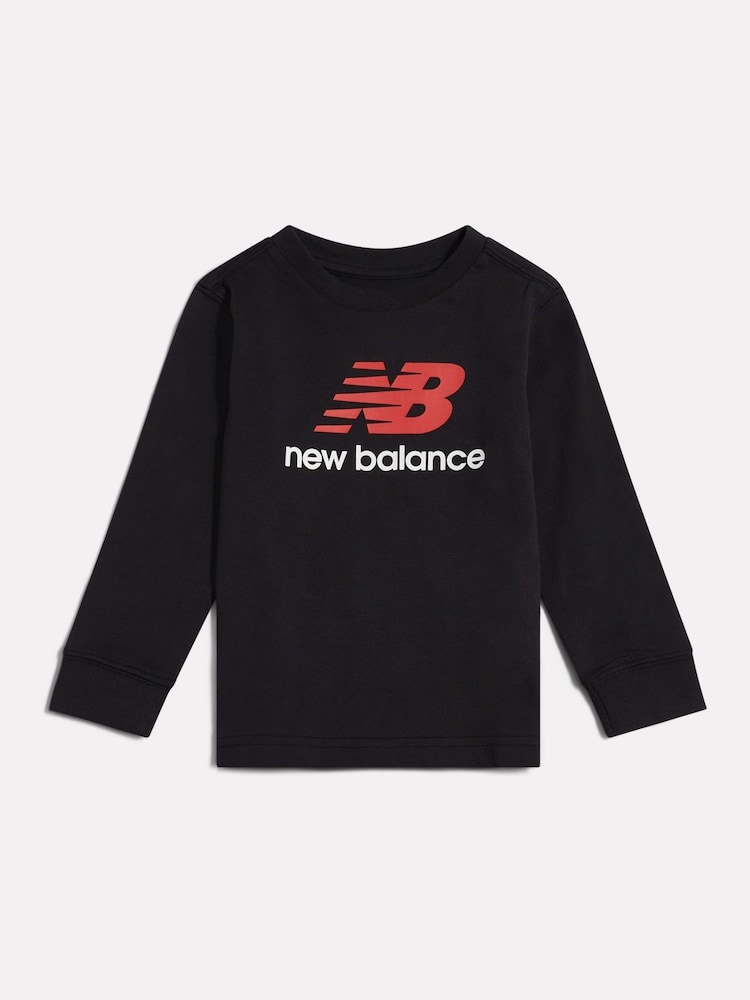 New Balance Black Stacked Logo Long Sleeve T-Shirt - Image 1 of 3