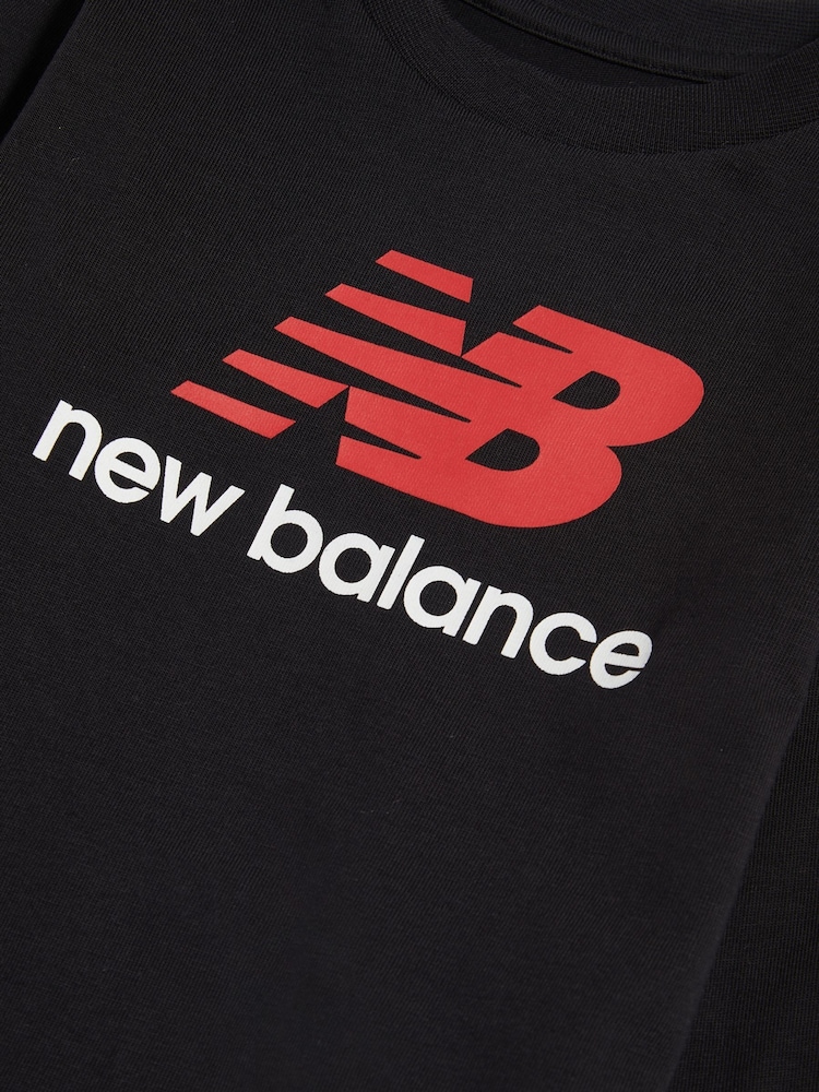 New Balance Black Stacked Logo Long Sleeve T-Shirt - Image 3 of 3