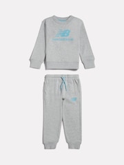 New Balance Grey Stacked Logo Crew Neck Sweat Top & Joggers Set - Image 1 of 3