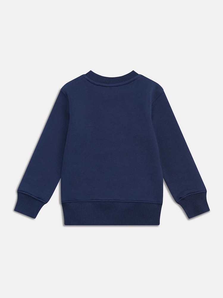 New Balance Blue Stacked Logo Brushback Crew Neck Sweatshirt - Image 2 of 3