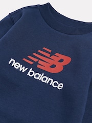 New Balance Blue Stacked Logo Brushback Crew Neck Sweatshirt - Image 3 of 3