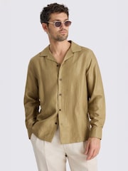MOSS Green Metallic Cuban Shirt - Image 1 of 4