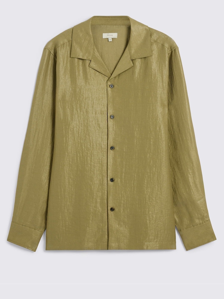 MOSS Green Metallic Cuban Shirt - Image 4 of 4