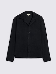 MOSS Black Terry Towelling Button Through Shirt - Image 4 of 4
