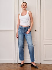 Seraphine Mid Blue Maternity Midbump Barrel Jeans - Image 1 of 6