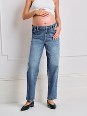 Seraphine Mid Blue Maternity Midbump Barrel Jeans - Image 2 of 6