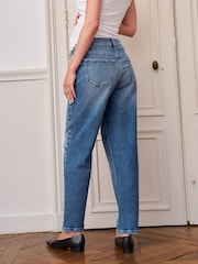 Seraphine Mid Blue Maternity Midbump Barrel Jeans - Image 4 of 6