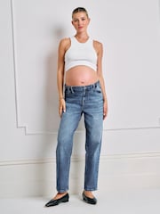 Seraphine Mid Blue Maternity Midbump Barrel Jeans - Image 6 of 6