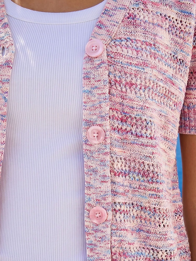 Roman Pink Petite Space Dye Knit Cardigan - Image 4 of 4 Roman Pink Petite Space Dye Knit Cardigan - Image 4 of 4