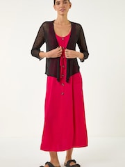 Roman Black Light Popcorn Knit Shrug - Image 1 of 5